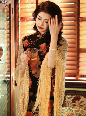 梨花绣高端外套蕾丝披肩搭配旗袍女外披春夏秋季开衫流苏新中式