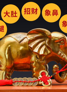 纯铜大象摆件一对吸水铜象吉象摆件客厅玄关卧室走廊开业乔迁结婚