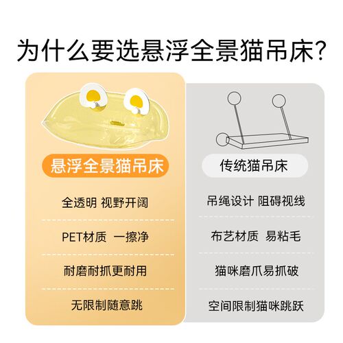 猫吊床悬浮式猫窝亚克力吸盘猫爬架窗户玻璃悬挂式晒太阳宠物用品 - 图3