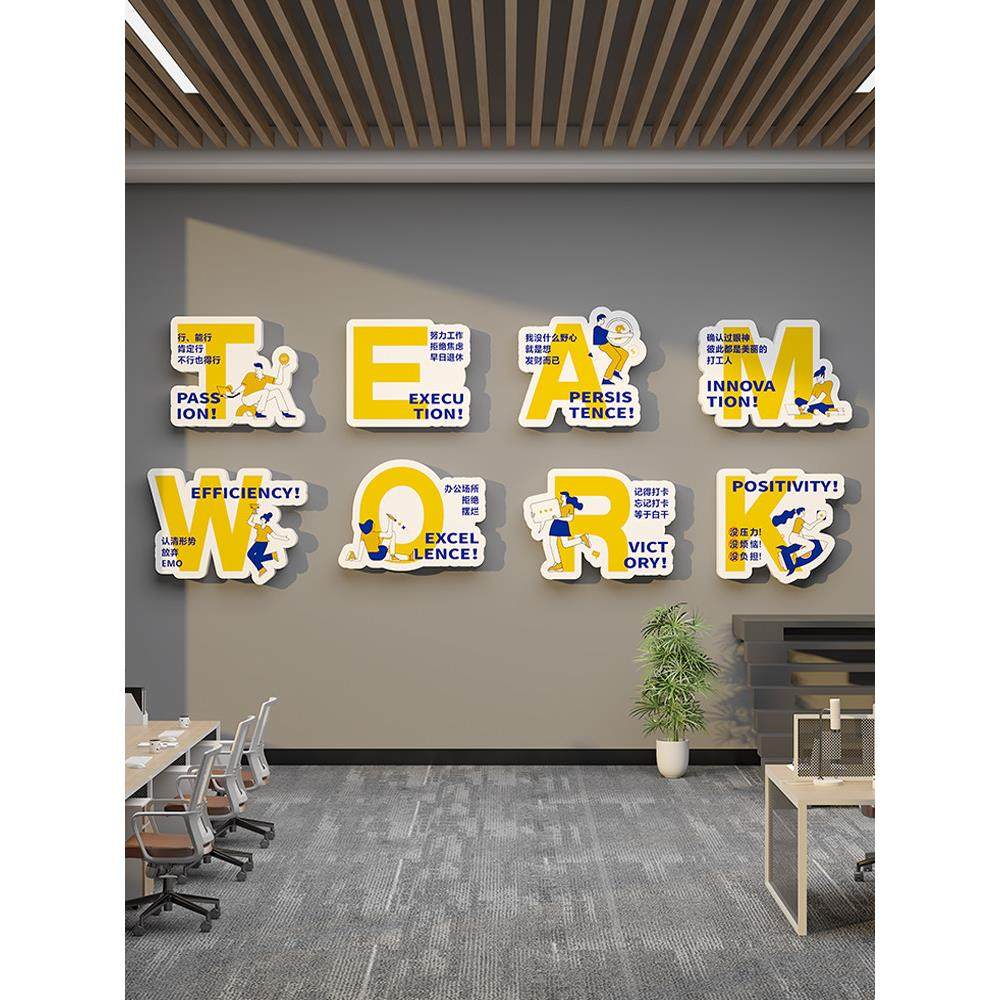 企业文化墙企业办公室励志标语创意氛围装饰背景墙高端布局墙贴,淘宝优惠券,粉丝福利购,淘宝优惠卷
