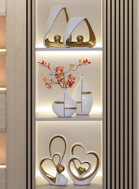 陶瓷花瓶摆件设计师款酒柜装饰品现代简约轻奢高档餐边柜客厅鞋柜