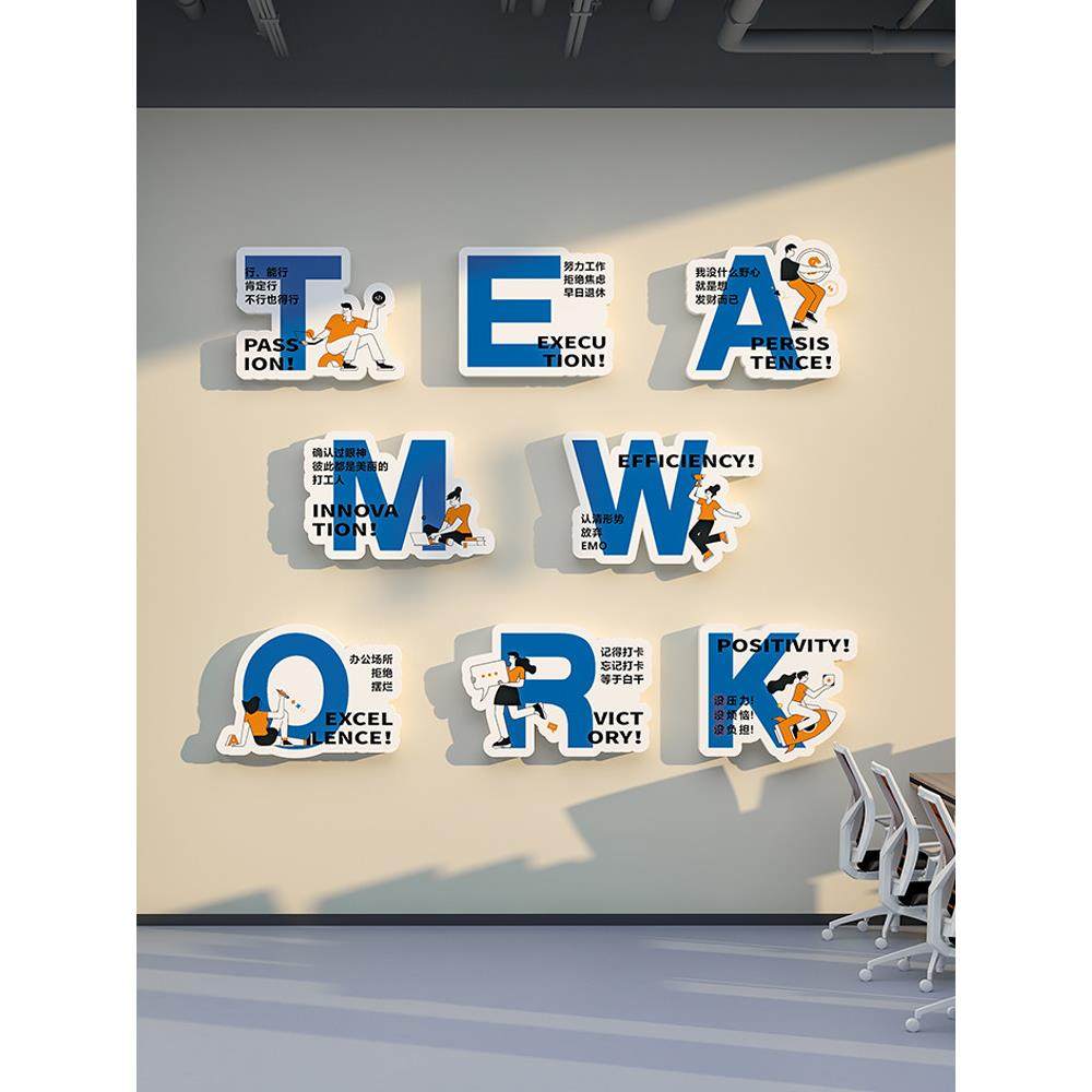 企业文化墙企业办公室励志标语创意氛围装饰背景墙高端布局墙贴,淘宝优惠券,粉丝福利购,淘宝优惠卷