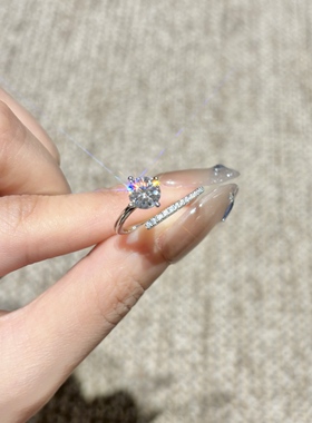 高定轻奢爆款人工培育幸福尾巴款戒指女款银色莫桑仿真钻婚戒10