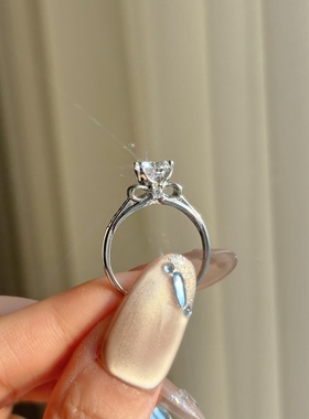 高定轻奢爆款人工培育蝴蝶结戒指女款银色莫桑戒指时尚简约气质8