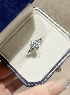 高定轻奢银色莫桑仿真钻婚戒女款