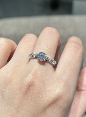 高定轻奢爆款人工培育银色双层四爪款戒指女款时尚简约ins风16