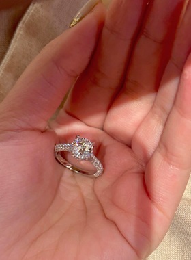 高定轻奢爆款人工培育四爪微镶戒指女款小众设计感高级食指戒02