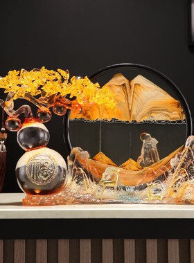 轻奢高档柿柿如意招财葫芦流沙画摆件客厅玄关装饰品乔迁新居礼品