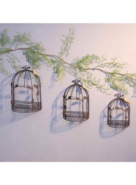 生态鸟笼造景铁艺摆件森系户外装饰园区微景观别墅走廊庭院