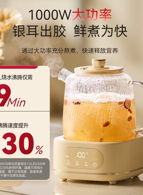 康宁二代全玻璃养生壶 高硼硅玻璃煮水壶带炖盅组合