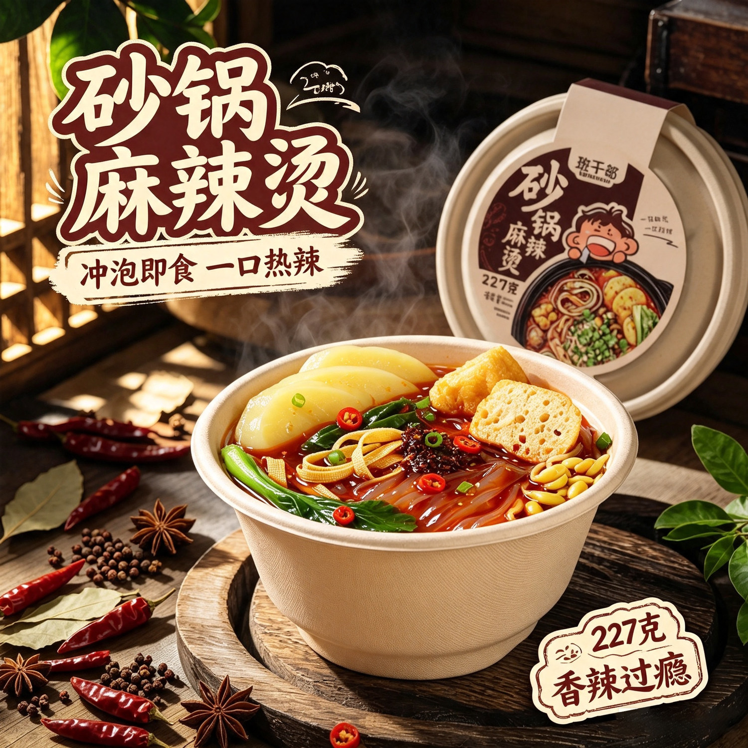 Class cadre casserole spicy hot pot boxed no-cook spicy oden late night snack instant spicy mixed hot pot powder whole box