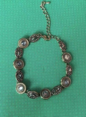 古金复古中古捷克钻手链ins女简约冷淡风学生网红水钻手链源头厂