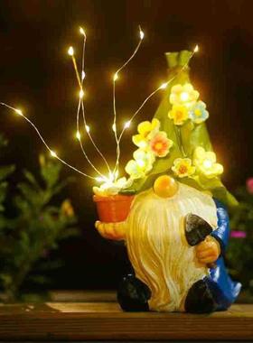 跨境太阳能花园摆件户外花园地精园艺庭院造景布置客厅阳台创意装