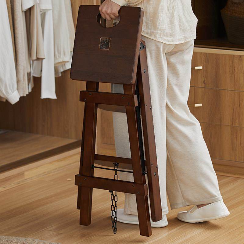 实木创意可折叠梯凳家用门口登高凳子三步梯多功能两用梯子爬梯,淘宝优惠券,粉丝福利购,淘宝优惠卷