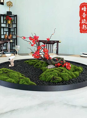 60cm圆桌中间摆件创意微缩台花饰品花艺造景仿真花新中式桌芯假花