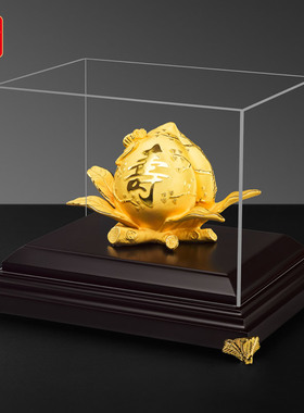 绒沙金摆件寿桃摆件老人生日礼物祝寿贺寿送长辈爷爷奶奶60 70 80