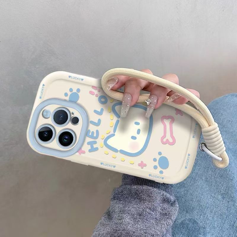 涂鸦狗狗适用苹果16promax手机壳iPhone14Pro华为mate60pro女款pura70荣耀300新款Reno13挂绳vivos20小米15 - 图2