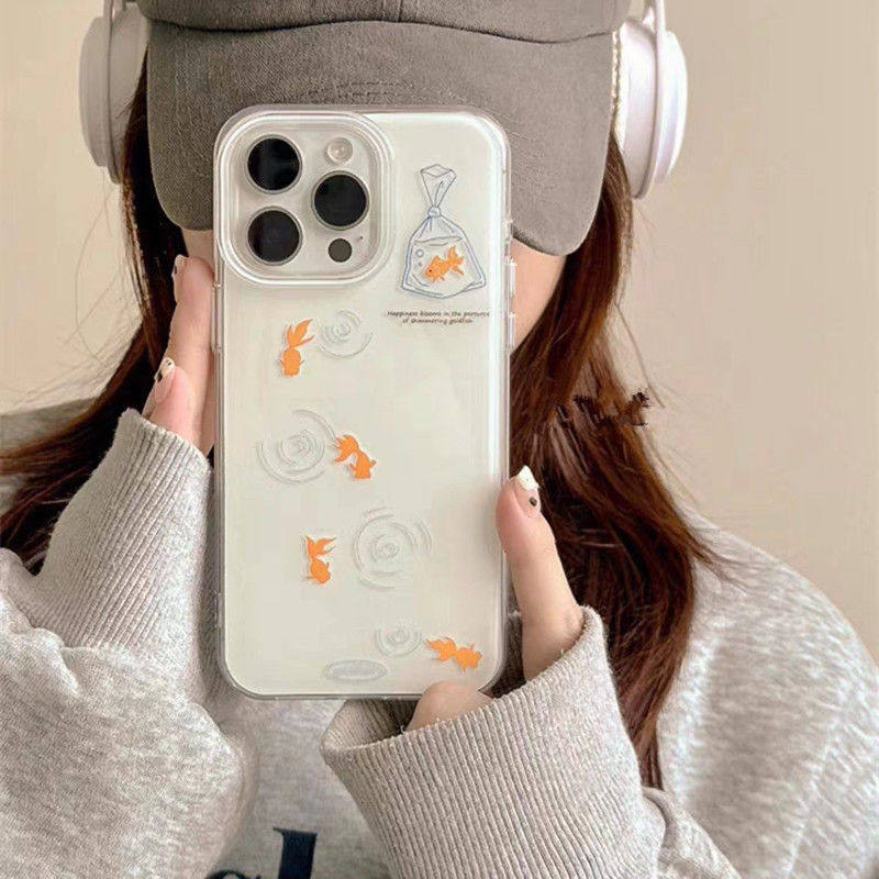 夏日小金鱼适用苹果16promax手机壳mate60pro华为pura70女款iPhone13荣耀400新款OPPOReno14/vivos30小米15,淘宝优惠券,粉丝福利购,淘宝优惠卷