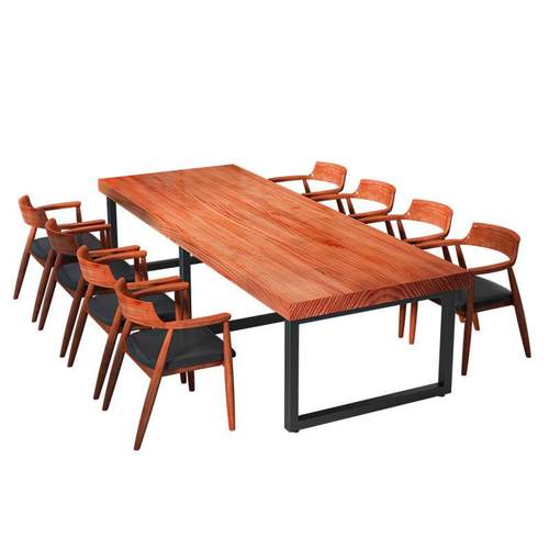 简约实木大型会议桌长桌原木办公长条桌loft工作台电脑桌洽谈桌椅 - 图3