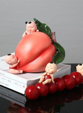 中式风多子多福石榴摆件求子福娃红色吉祥物客厅装饰品结婚送新人