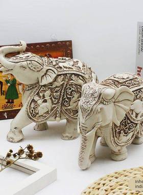 印度风尚进口树脂大象猫头鹰装饰摆件大号客厅玄关书房办公室礼品