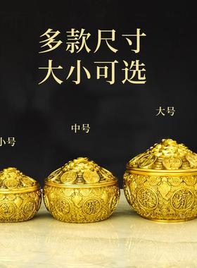 铜聚宝盆摆件黄铜带盖金蟾聚宝盆存钱罐家居店铺办公室装饰品送礼