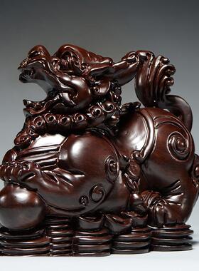 黑檀木雕貔貅摆件红木貔貅家居办公室摆设装饰工艺品摆件开业送礼