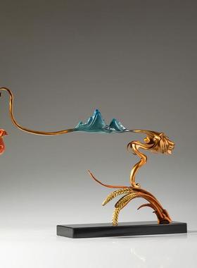 《财富满仓》全铜老虎摆件工艺品铜器家居客厅办公室书房玄关装饰