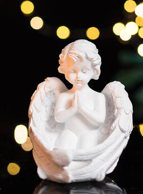 跨境可爱复古小天使烛台摆件欧式家居客厅桌面玄关蜡烛杯装饰摆设