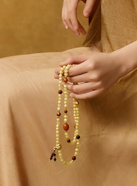 BYROOTS抱树生日礼物得福108颗念珠藏香珠长链女圣诞礼物新年礼物