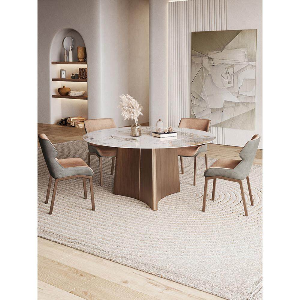 明亮的石板餐桌圆桌，内置转盘隐形电磁炉小公寓圆桌供家庭使用10,淘宝优惠券,粉丝福利购,淘宝优惠卷