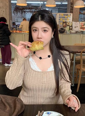 PAPANI趴趴妮12/23 小香风珍珠黑色花朵钛钢项链小众设计感锁骨链