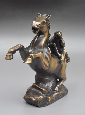 仿古纯铜马上封侯招财摆件工艺品黄铜生肖猴家居礼物装饰品摆设