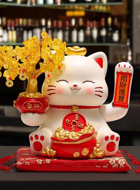 发财树招财猫摆件自动摇手店铺收银柜台轻奢高档装饰品新店开业礼