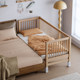 Children's splicing bed adjustable height and height solid wood baby widening bed with guardrail lift baby side bed single bed beech