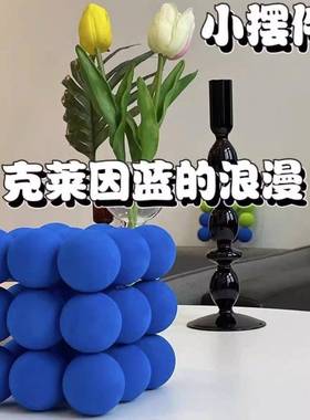 克莱因蓝小摆件客厅置物架酒柜卧室蓝色电视柜小众高级感软装饰品