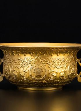 纯铜聚宝盆摆件 黄铜香炉 居家店铺柜台装饰品 开业乔迁礼品 大号