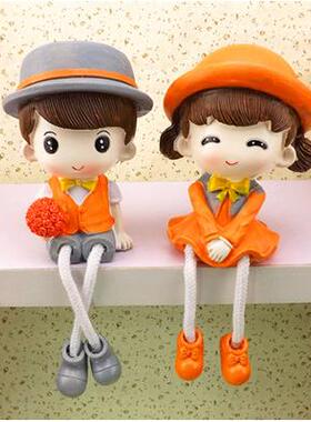 房间书柜置物架装饰品儿童房酒柜家装摆设创意吊脚娃娃家居小摆件