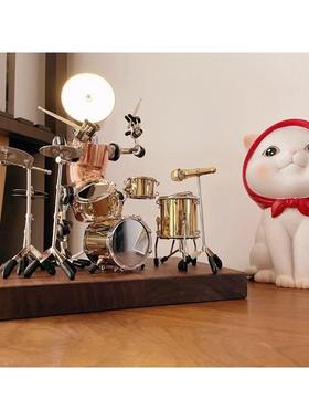 工业风金属朋克机器人家居桌面摆件音乐装饰品乐器架子鼓手玄关