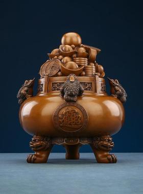 铜欣祥紫铜金蟾聚宝盆摆件开盖存钱罐店铺开业礼品家居客厅工艺品