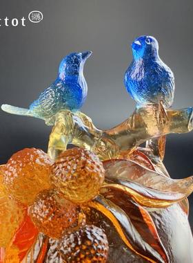 tit结to1102252t琉园中工式琉璃摆件艺礼品摆饰客厅玄水晶装饰高