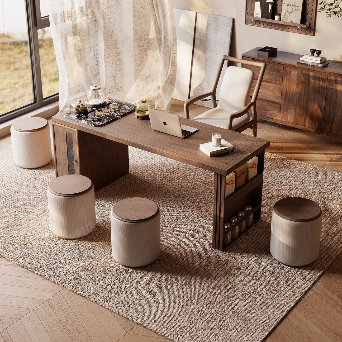 白蜡木茶桌椅组合现代高级感办公室茶台一体阳台实木小茶桌泡茶台,淘宝优惠券,粉丝福利购,淘宝优惠卷