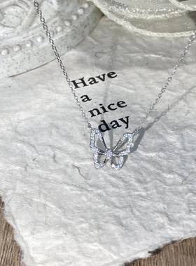 S925纯银镂空蝴蝶项链