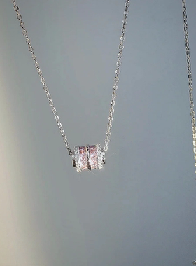 S925纯银轻奢小众粉钻小蛮腰项链