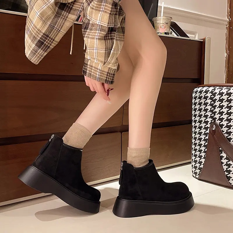 厚底勃肯短靴女2025年秋冬新款复古平底小短靴爆款百搭时尚瘦瘦靴 - 图2