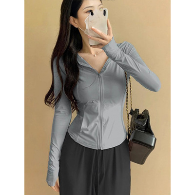 防晒衣女夏季冰丝凉感透气防紫外线修身瑜伽防晒服运动外套女x x