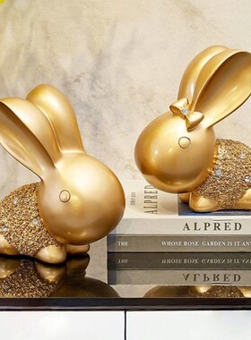 北欧家居装饰品兔子摆件创意可爱酒柜儿童房书房动物摆设工艺礼品