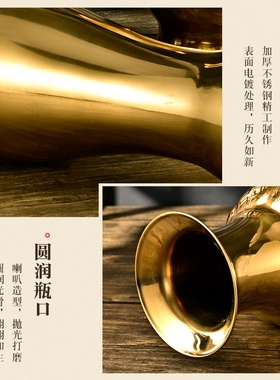 供佛花瓶供桌上的净水瓶观音竹专用插花轻奢金色金属佛前供花供奉