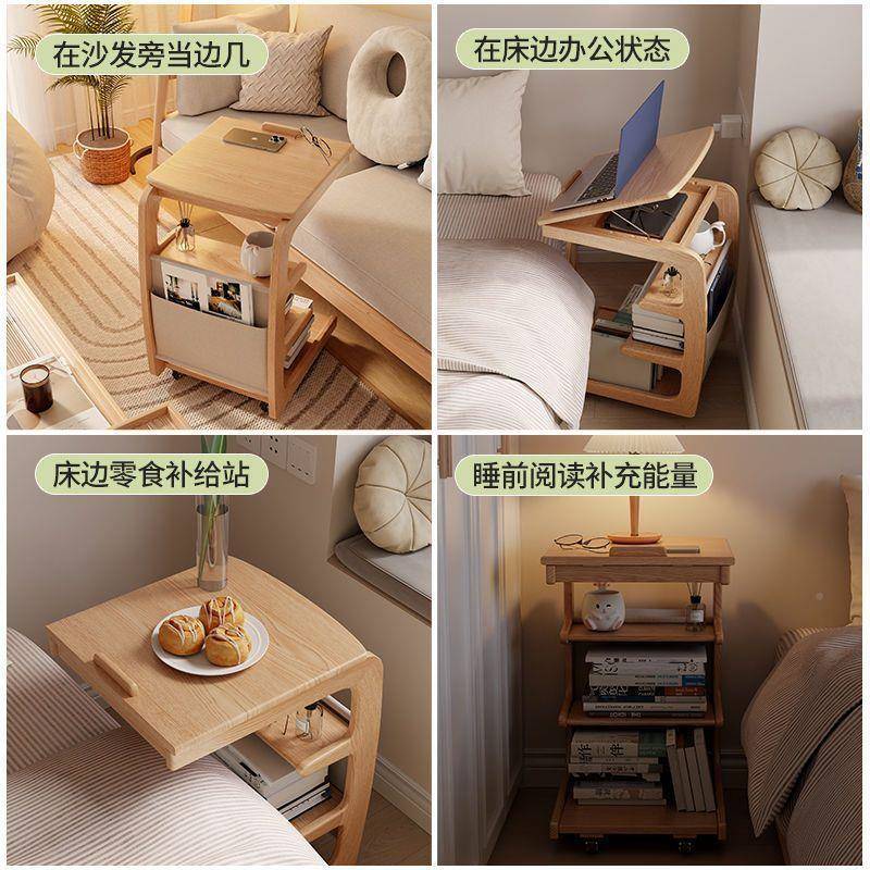 网红床头柜可移动层多实木沙头发边几几卧ZHM室茶床置物架家居 - 图0