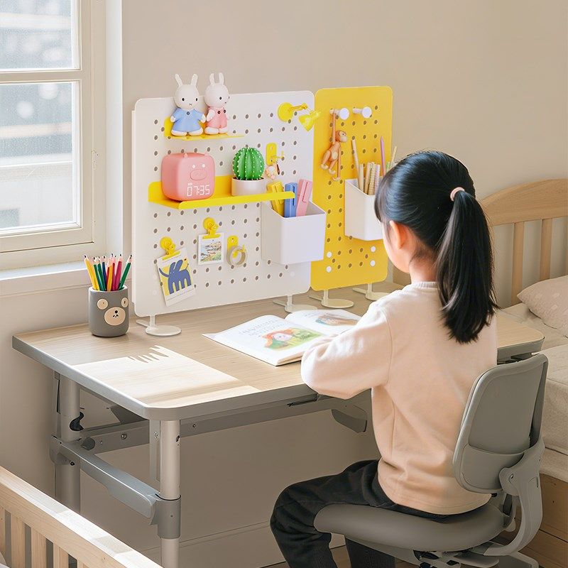 桌面洞洞板置物架免打孔儿童学习书桌办公工位挡板立式金属收纳架,淘宝优惠券,粉丝福利购,淘宝优惠卷